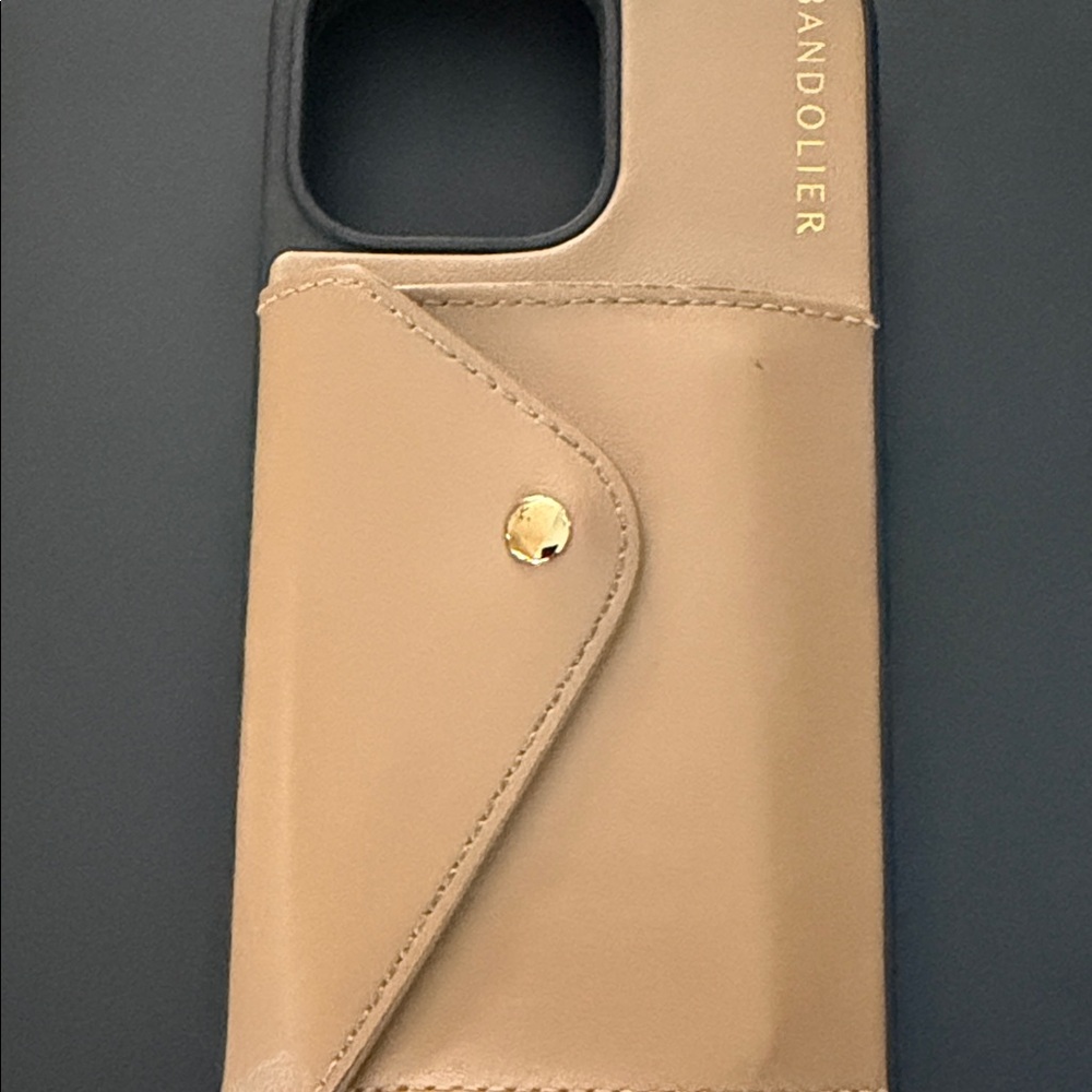 Bandolier saddle tan and Gold iPhone 14 Pro Max Case and strap - Picture 2 of 5